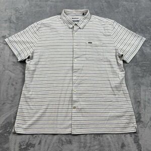 Barbour Newquay Summer Fit Mens Seersucker Shirt XL Blue Olive Green Stripe